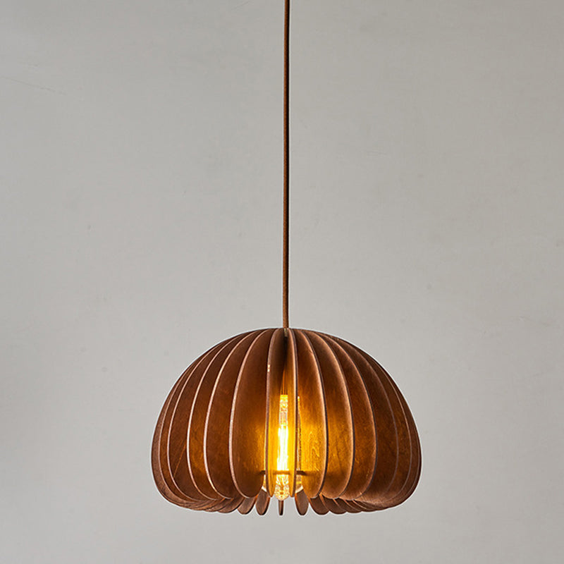 1 Light Pumpkin Hanging Ceiling Lights Creative Modern Wood Pendant for Clothing Store