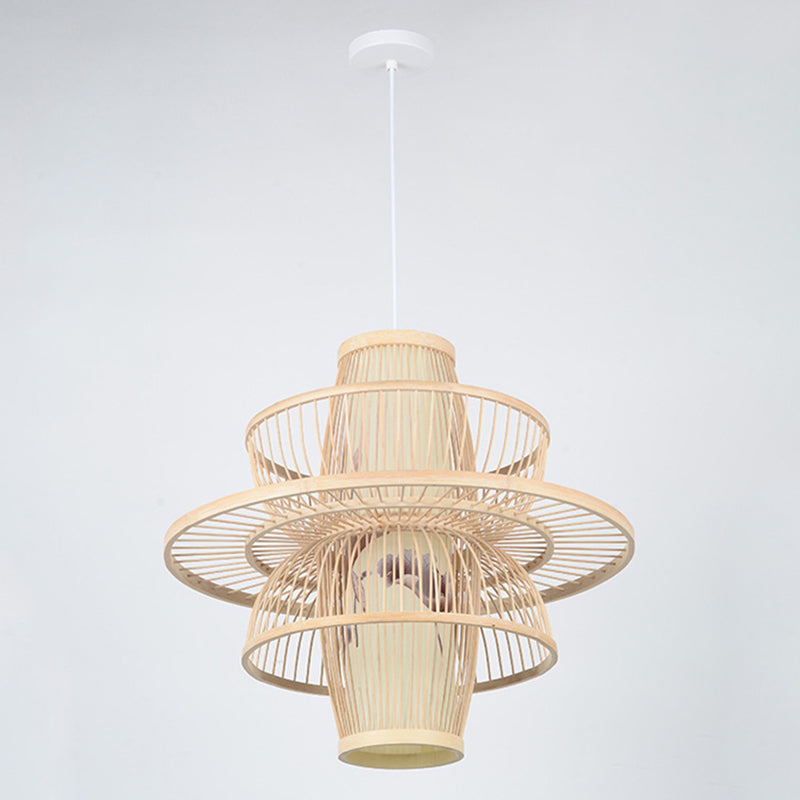 Chinesische Lotus -Anhänger Beleuchtungskörper Rattan Hanges Licht mit hängenden Kabel für das Restaurant