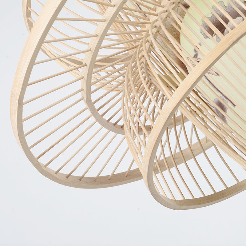 Chinesische Lotus -Anhänger Beleuchtungskörper Rattan Hanges Licht mit hängenden Kabel für das Restaurant