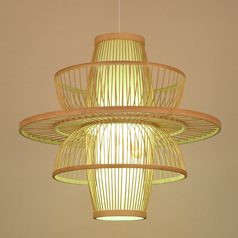 Chinesische Lotus -Anhänger Beleuchtungskörper Rattan Hanges Licht mit hängenden Kabel für das Restaurant