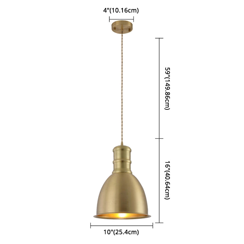 Minimalistische hangende hanglamp messing messing gearceerde hangerverlichting met metalen schaduw