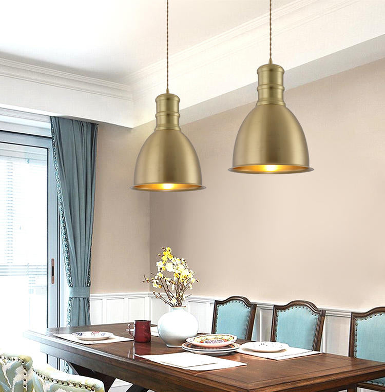 Minimalistische hangende hanglamp messing messing gearceerde hangerverlichting met metalen schaduw