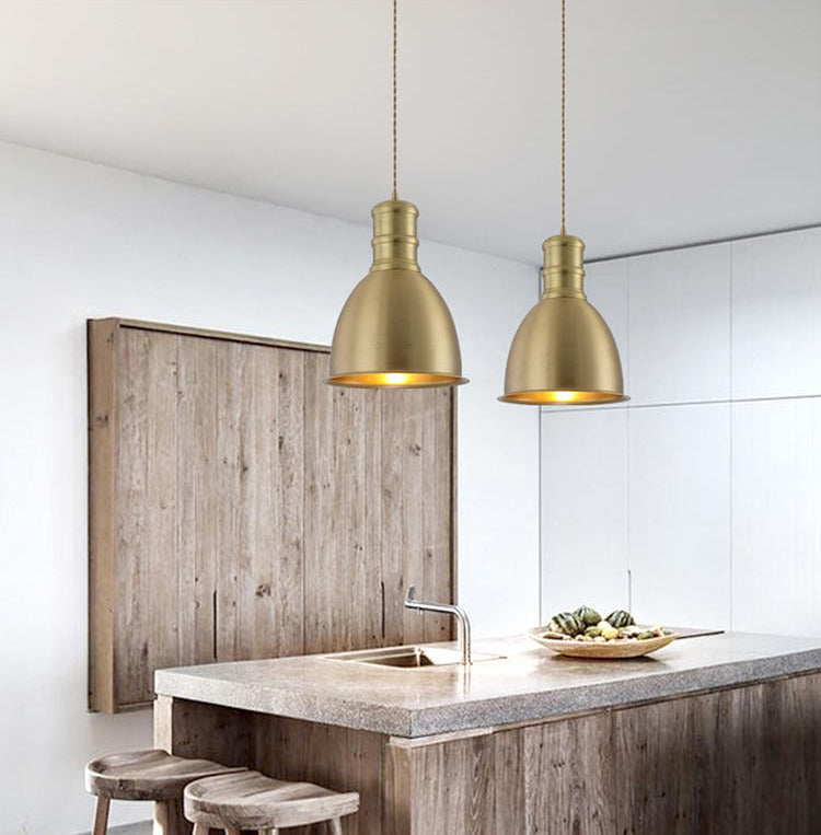 Minimalistische hangende hanglamp messing messing gearceerde hangerverlichting met metalen schaduw