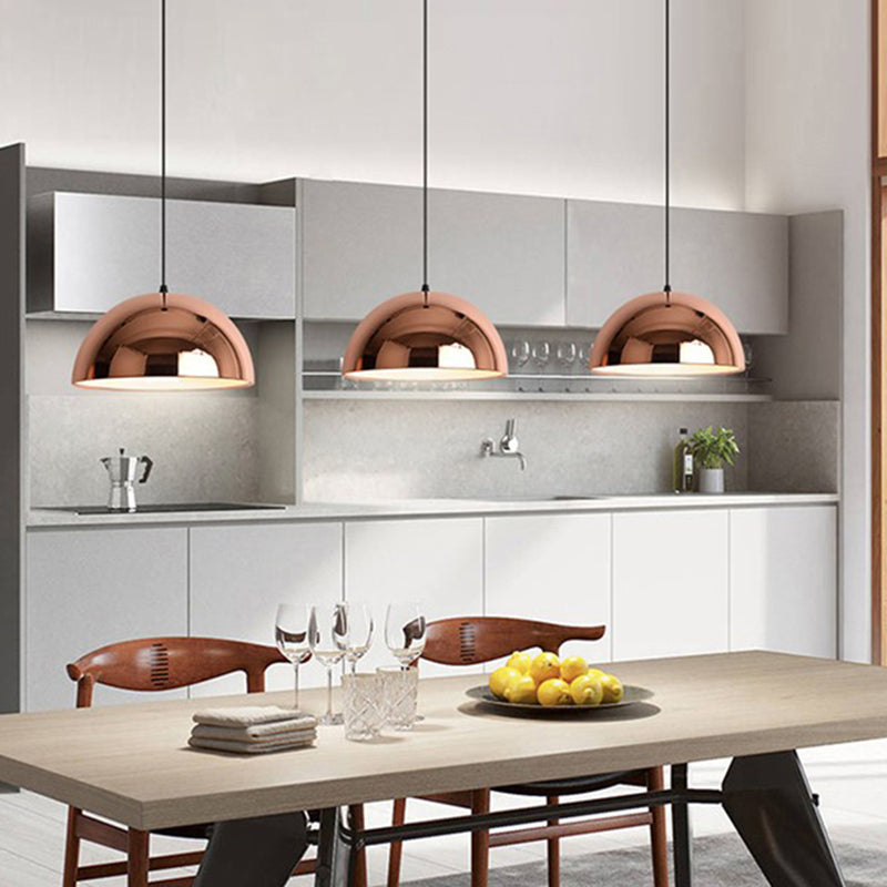 Simplicité ombragée plafonnier Light Metal Dinning Room Down Lighting Pendentif en or rose