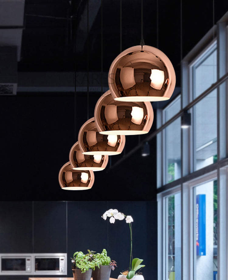 Simplicité ombragée plafonnier Light Metal Dinning Room Down Lighting Pendentif en or rose