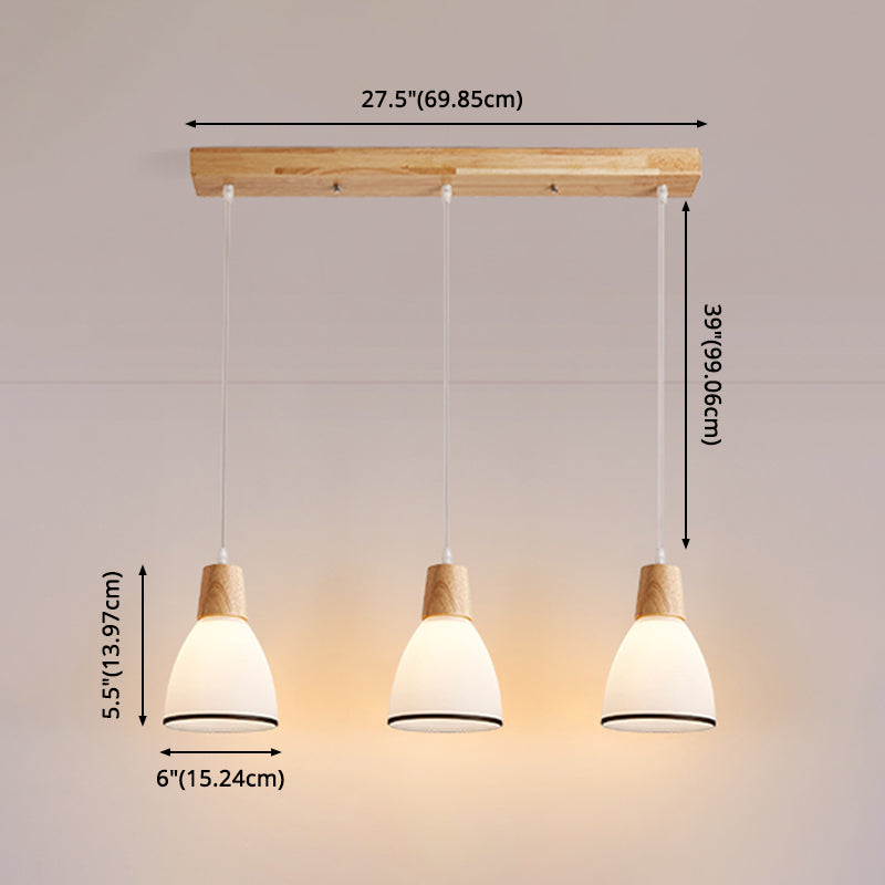Kegelvormige eetkamer hanglampje lichtkit houten moderne stijl hangend plafondlicht in wit