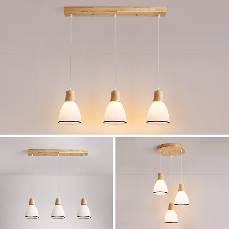 Kegelvormige eetkamer hanglampje lichtkit houten moderne stijl hangend plafondlicht in wit