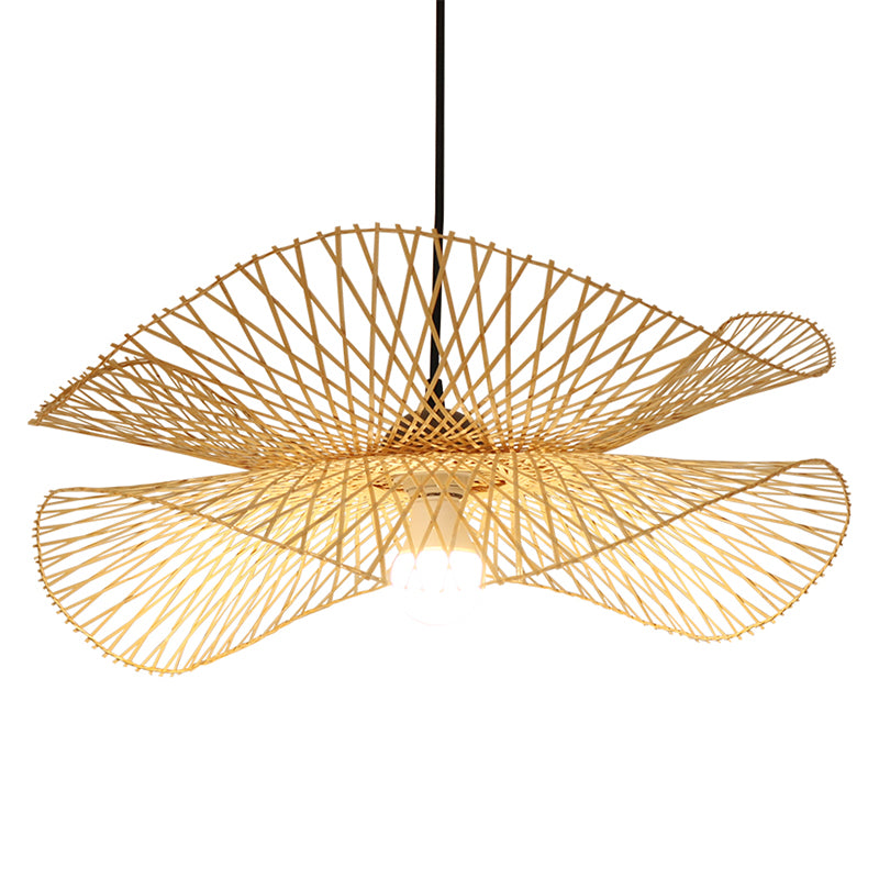 Nordic-Stil Suspension Pendellicht leichter beige schattiertes Anhänger Deckenlicht mit Bambusschatten