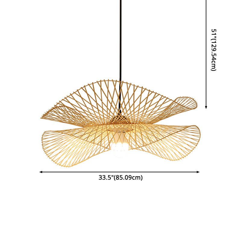 Nordic-Stil Suspension Pendellicht leichter beige schattiertes Anhänger Deckenlicht mit Bambusschatten
