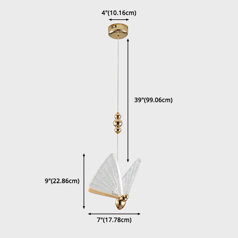 Butterfly Pendant Lighting Fixture Minimalist Style Acrylic LED Bedroom Pendant Ceiling Light