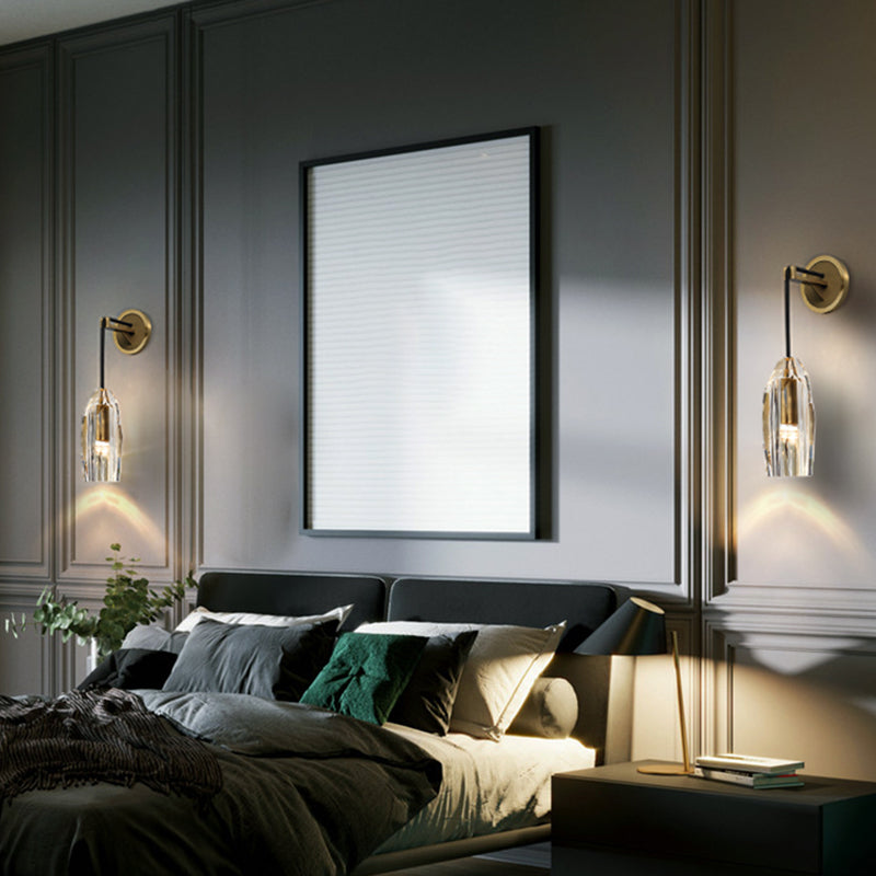 Crystal Gold LED Wall Lamp in Modern Luxury Style Copper Hanging Wall Sconce for Interior Spaces