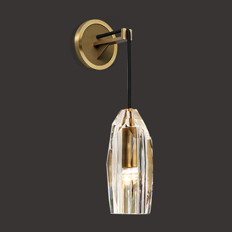 Crystal Gold LED Wall Lamp in Modern Luxury Style Copper Hanging Wall Sconce for Interior Spaces
