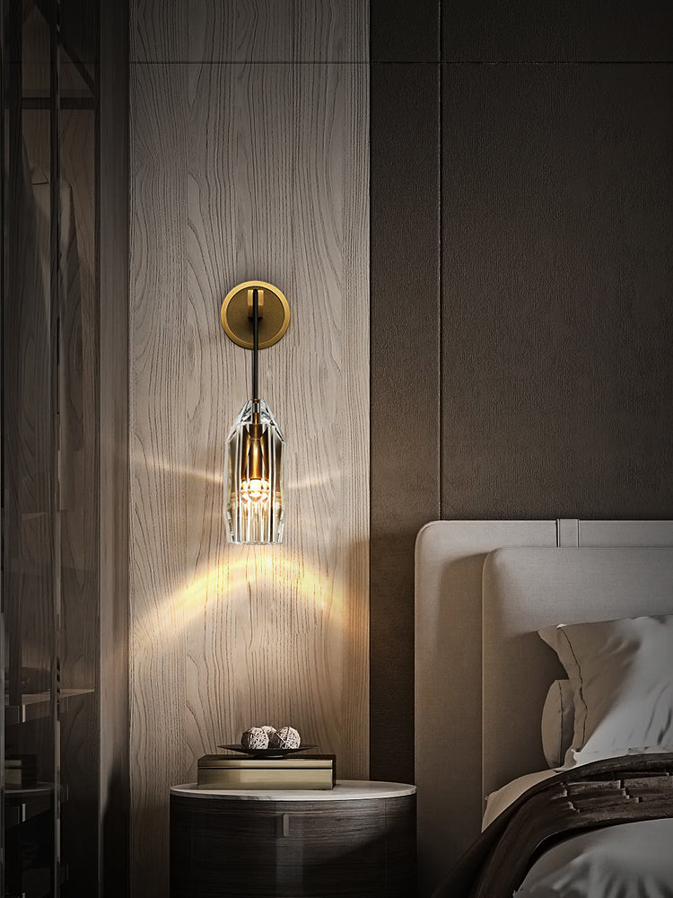 Crystal Gold LED Wall Lamp in Modern Luxury Style Copper Hanging Wall Sconce for Interior Spaces