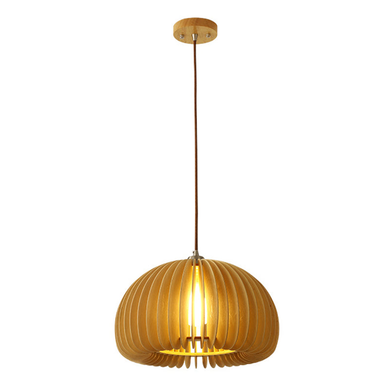 1 Light Pumpkin Hanging Ceiling Lights Creative Modern Wood Pendant for Clothing Store