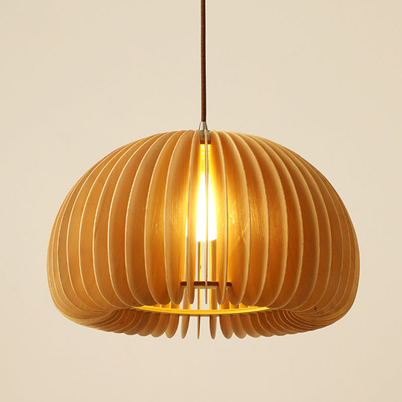 1 Light Pumpkin Hanging Ceiling Lights Creative Modern Wood Pendant for Clothing Store