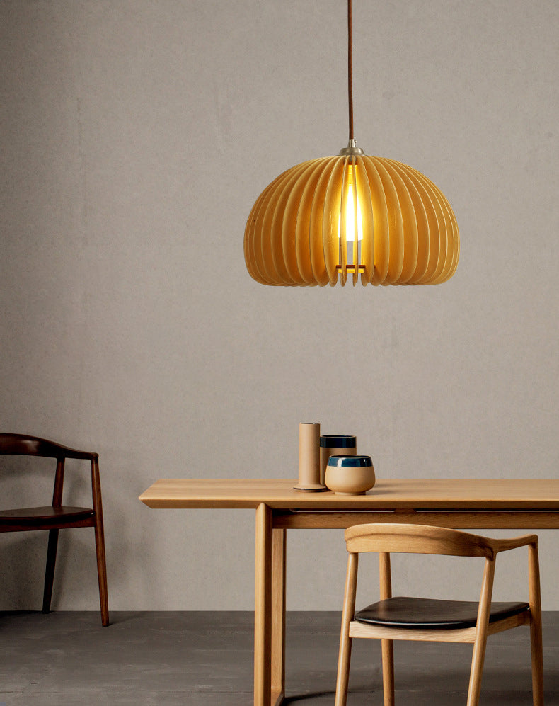 1 Light Pumpkin Hanging Ceiling Lights Creative Modern Wood Pendant for Clothing Store