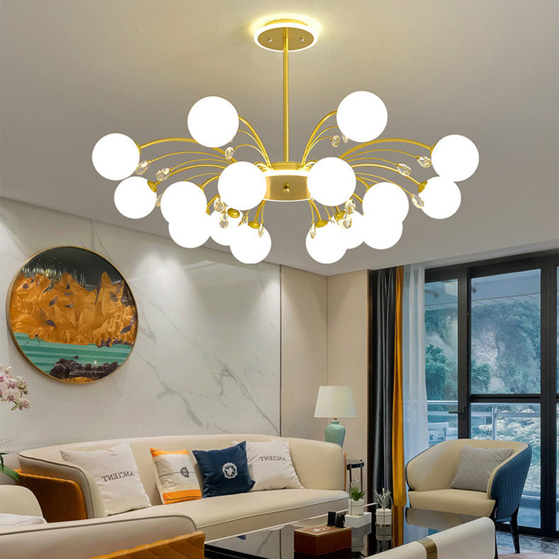 Modern Simplicity Round Ceiling Chandelier Milk Glass Hanging Light for Living Room