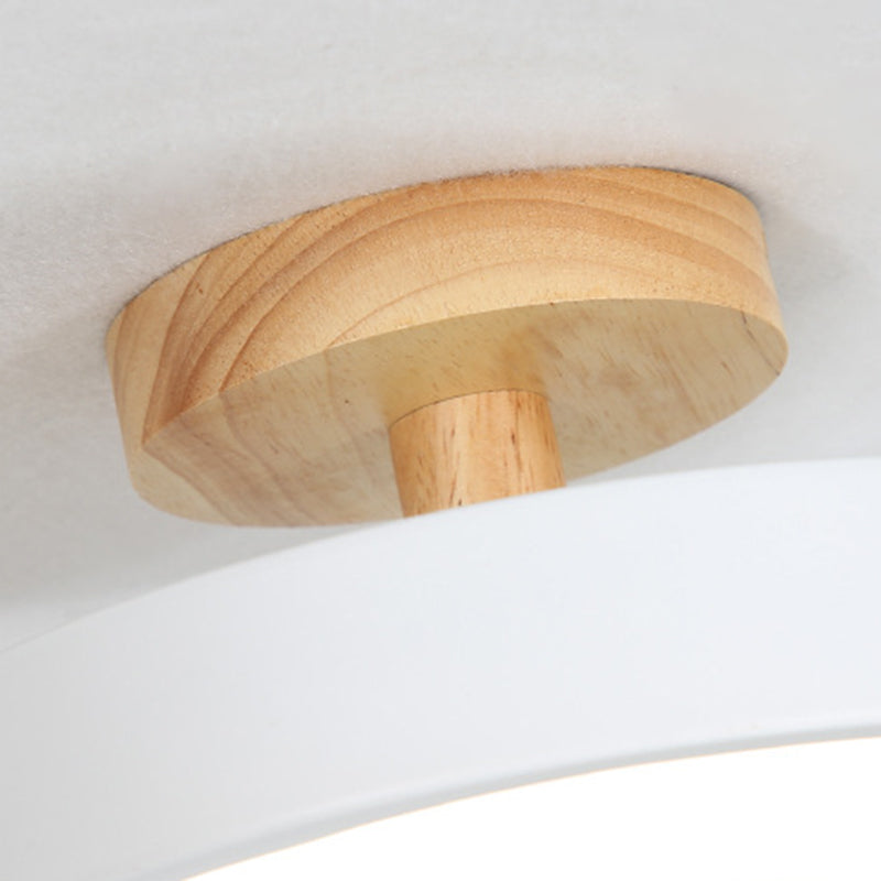 Plafoniera LED Macaron moderna e alla moda, circolare in legno, da incasso, con paralume in acrilico