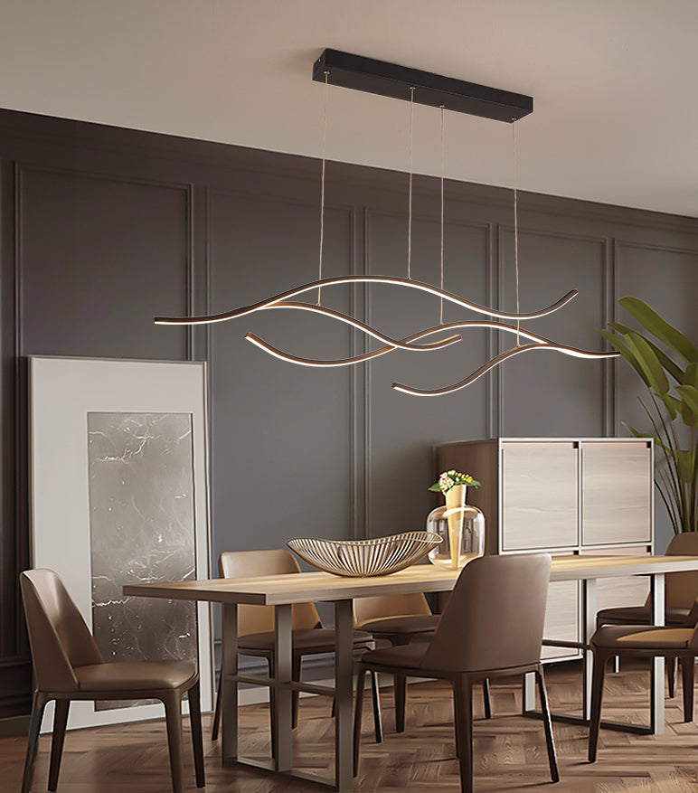 Nieuw modern eiland kroonluchter lineaire metalen kroonluchter verlichtingsarmatuur voor eetkamer