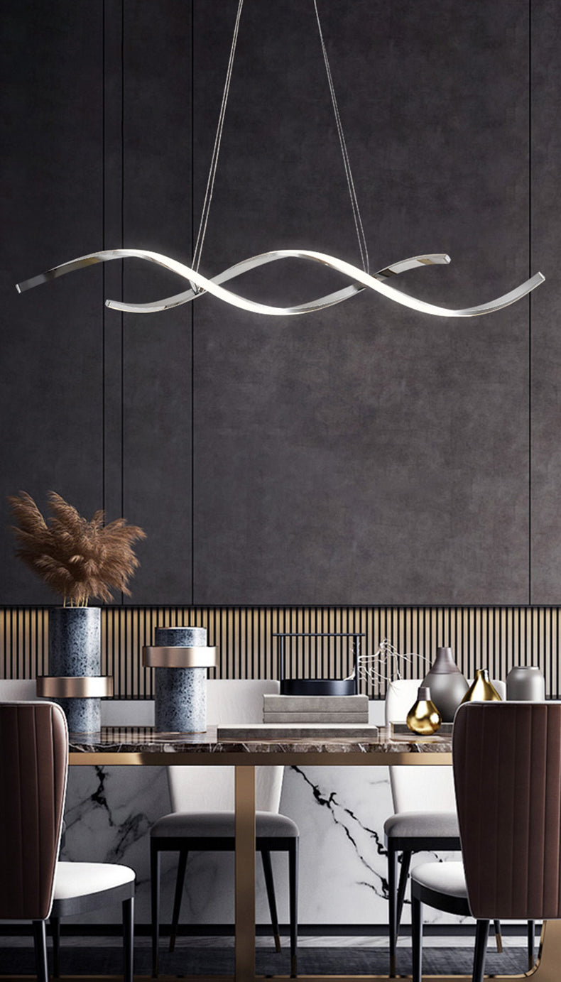 Stile contemporaneo in alluminio Luci appese a sospensione Linear Island Lighting Fun per sala da pranzo