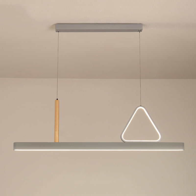 Living Room New Modern Island Lighting LED Linear Metal Pendant Light  in Grey