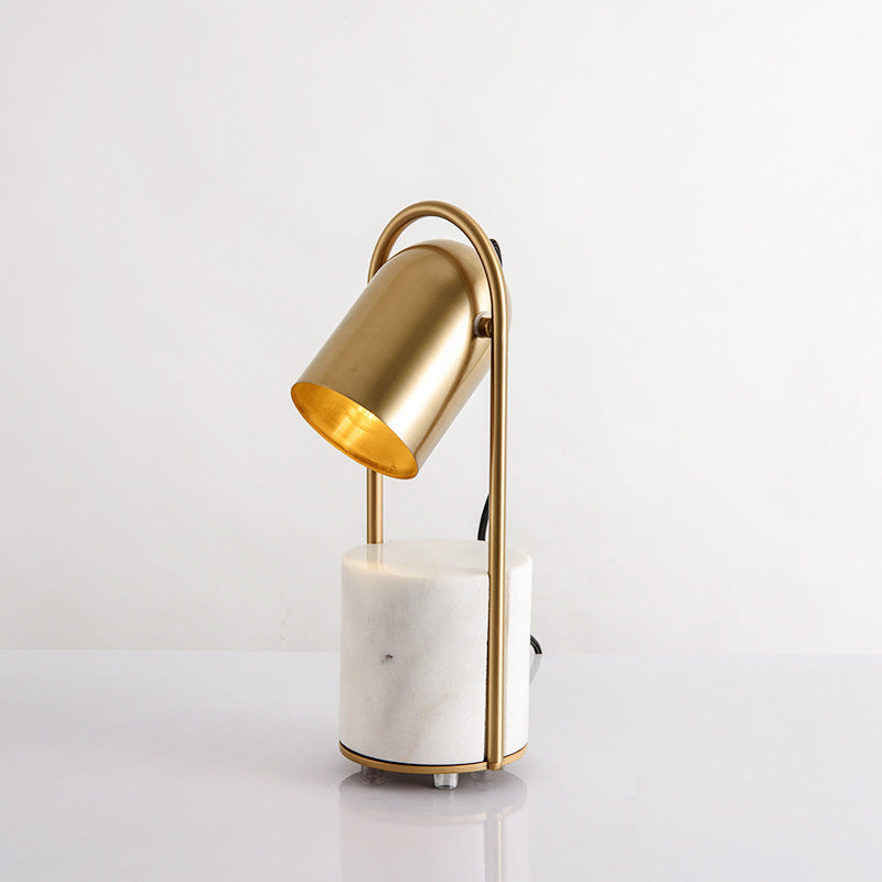 Gold Plated Cylindrical Table Light Post-modern 1 Head Metal Night Lamp with Marble Base