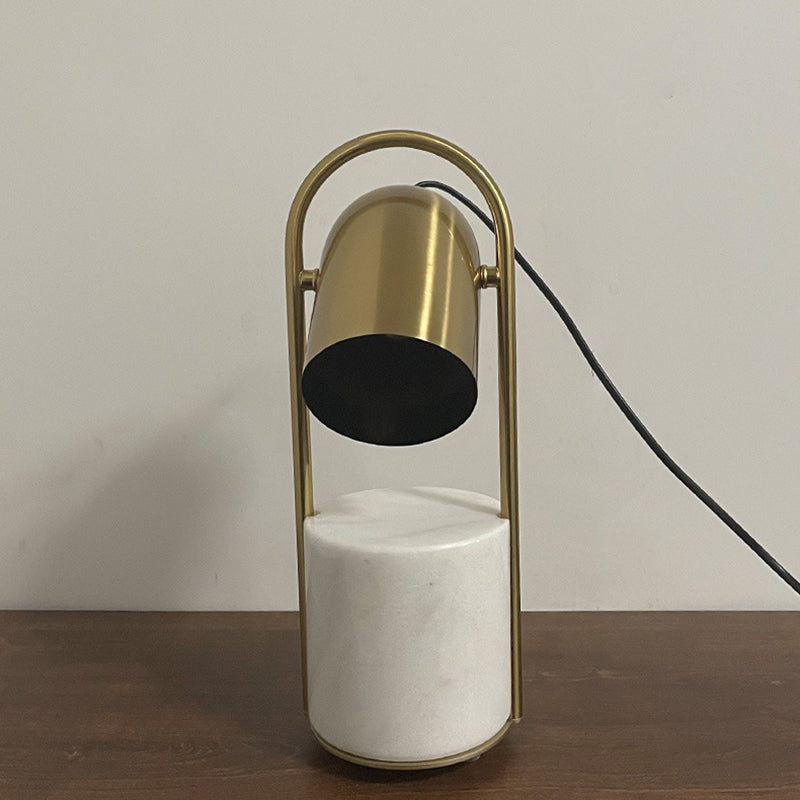 Gold Plated Cylindrical Table Light Post-modern 1 Head Metal Night Lamp with Marble Base