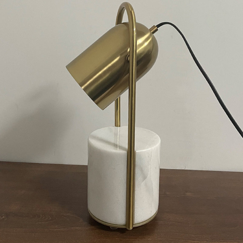 Gold Plated Cylindrical Table Light Post-modern 1 Head Metal Night Lamp with Marble Base