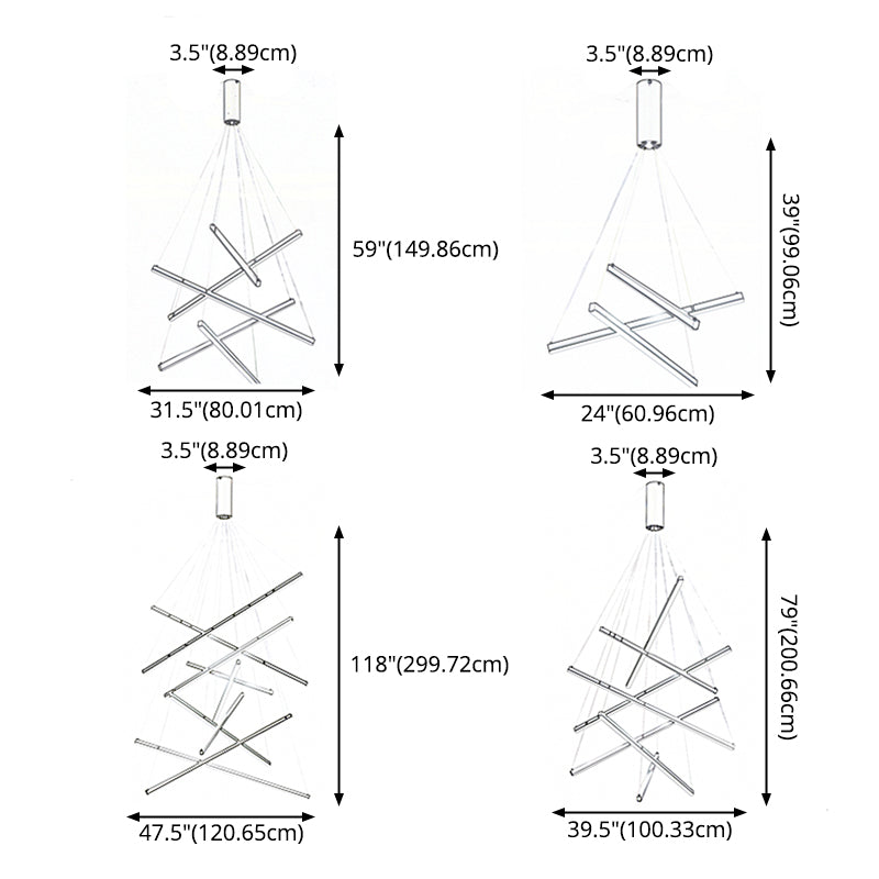 Nieuwe moderne zwarte lineaire kroonluchter verlichtingsarmaturen Metalen LED -hangende lamp voor woonkamer