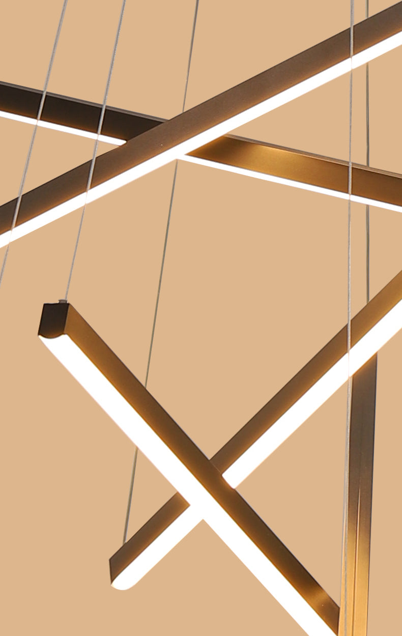 Nieuwe moderne zwarte lineaire kroonluchter verlichtingsarmaturen Metalen LED -hangende lamp voor woonkamer