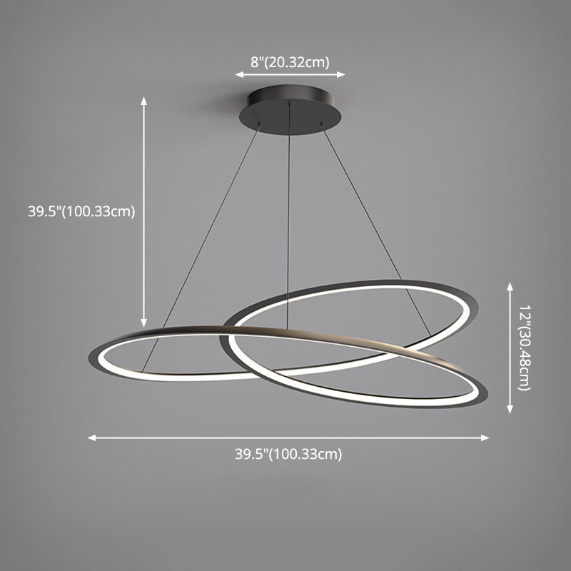 Black Aluminum Hanging Pendant Lights Contemporary Hanging Lamps for Living Room