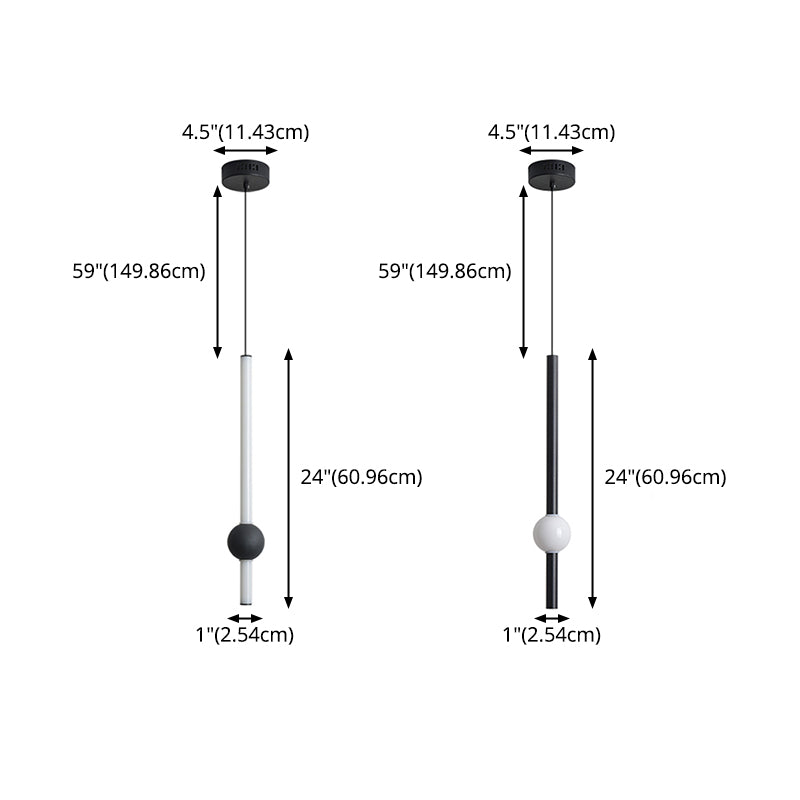 Minimalist LED Hanging Ceiling Light Metal 1-Light Linear Ceiling Pendant Light