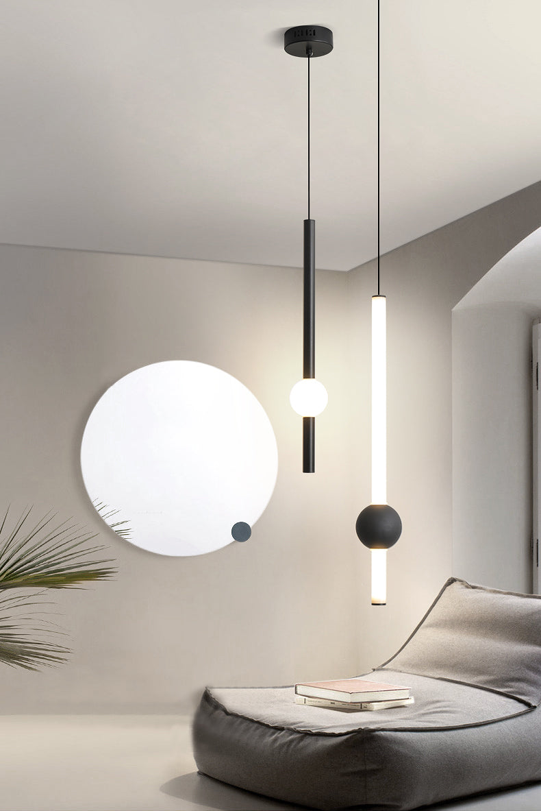 Minimalist LED Hanging Ceiling Light Metal 1-Light Linear Ceiling Pendant Light