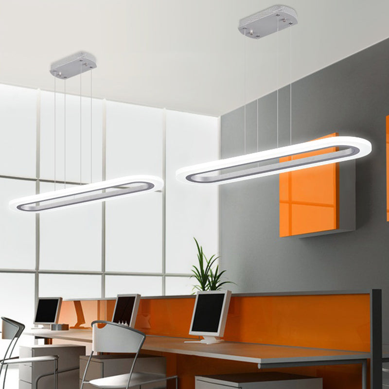 Nieuw modern wit aluminium LED -eilandverlichting Lineaire kroonluchter verlichting voor kantoor