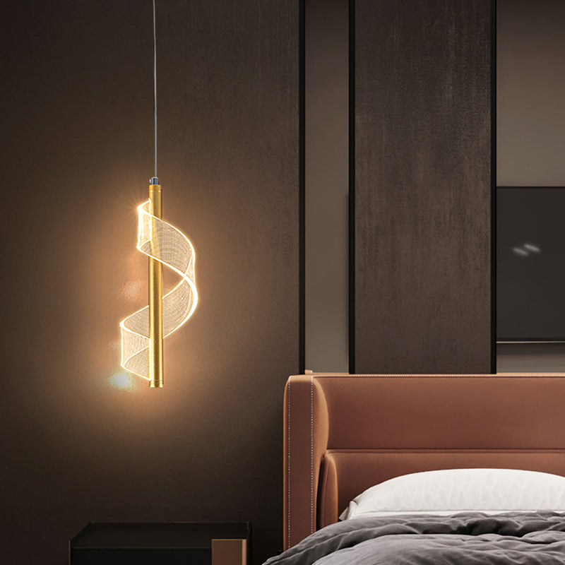 Contemporary Linear Hanging Light Kit Metal 1-Light Ceiling Light for Bedroom