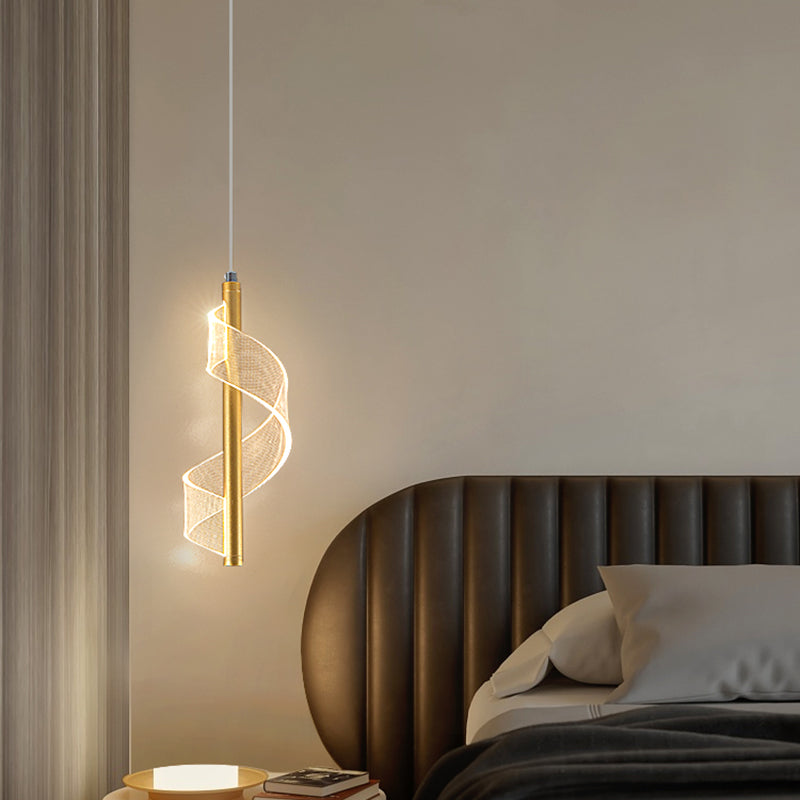 Contemporary Linear Hanging Light Kit Metal 1-Light Ceiling Light for Bedroom