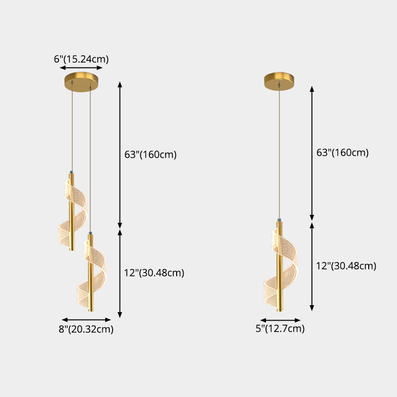 Contemporary Linear Hanging Light Kit Metal 1-Light Ceiling Light for Bedroom