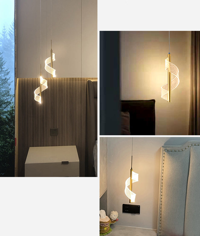 Contemporary Linear Hanging Light Kit Metal 1-Light Ceiling Light for Bedroom