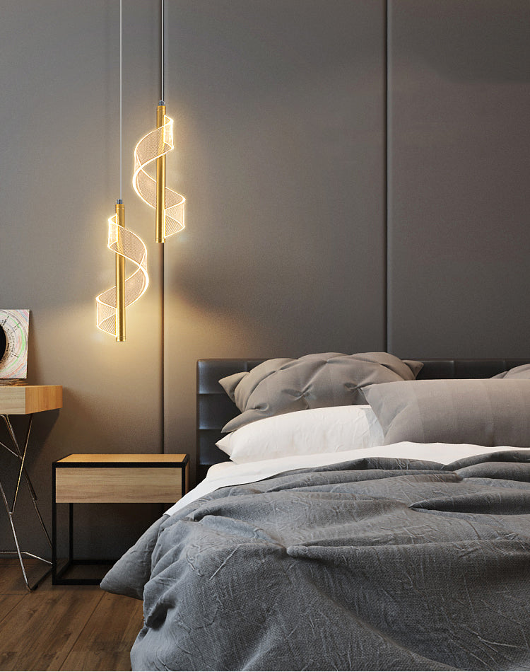 Contemporary Linear Hanging Light Kit Metal 1-Light Ceiling Light for Bedroom