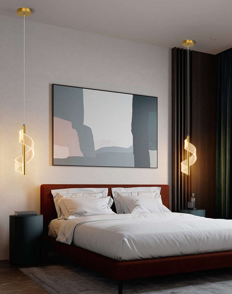 Contemporary Linear Hanging Light Kit Metal 1-Light Ceiling Light for Bedroom