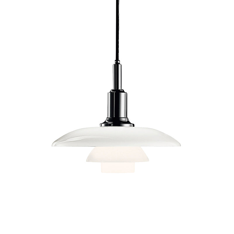 1-Light White Glass Suspended Lighting Fixture Minimalism Pendant Light Kit for Bedroom