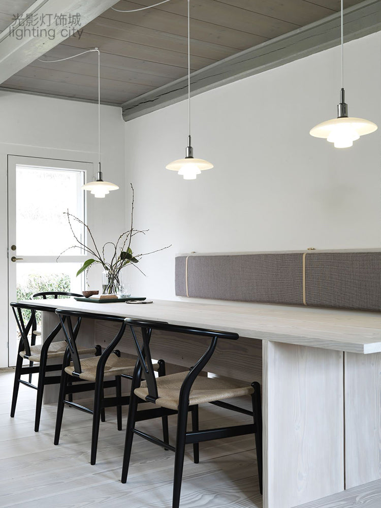 1-Light White Glass Suspended Lighting Fixture Minimalism Pendant Light Kit for Bedroom