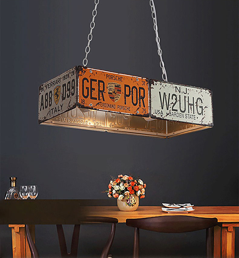 Geometric Chandelier Light Fixture Retro Industrial Style Metal Pendant Lighting for Bar