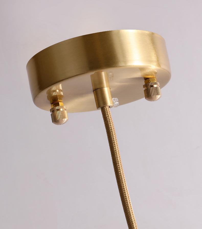 Gold Single Pendant Light in Modern Luxury Style Copper Globe Hanging Lamp with Crystal Shade