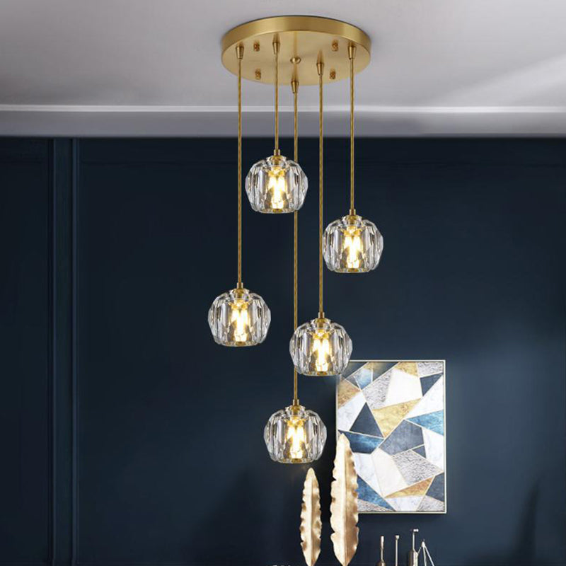 Kopergoudhangende lamp in moderne artistieke stijl kristallen geometrische hanglamp voor eetkamer