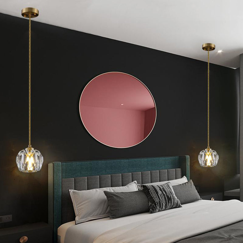 Kopergoudhangende lamp in moderne artistieke stijl kristallen geometrische hanglamp voor eetkamer