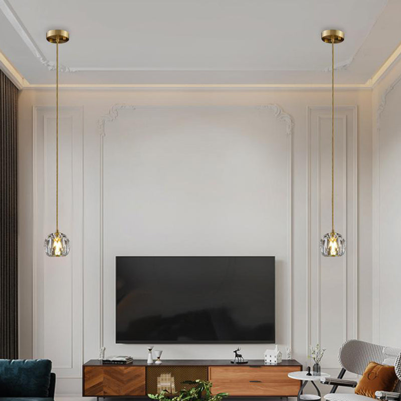 Kopergoudhangende lamp in moderne artistieke stijl kristallen geometrische hanglamp voor eetkamer