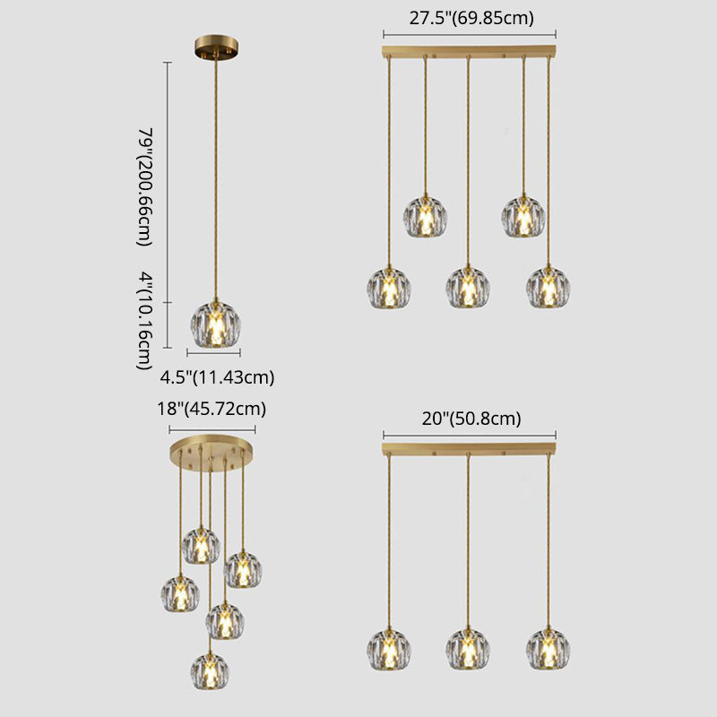 Kopergoudhangende lamp in moderne artistieke stijl kristallen geometrische hanglamp voor eetkamer