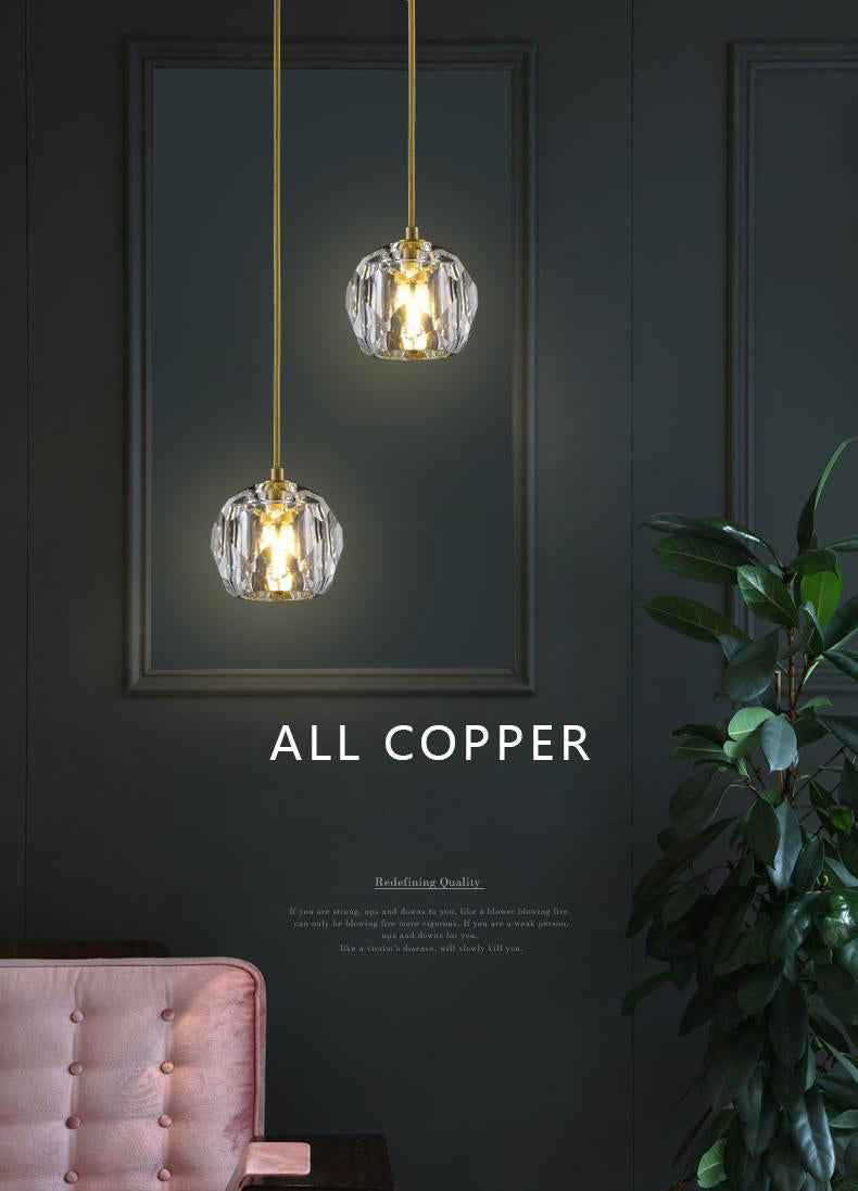 Kopergoudhangende lamp in moderne artistieke stijl kristallen geometrische hanglamp voor eetkamer