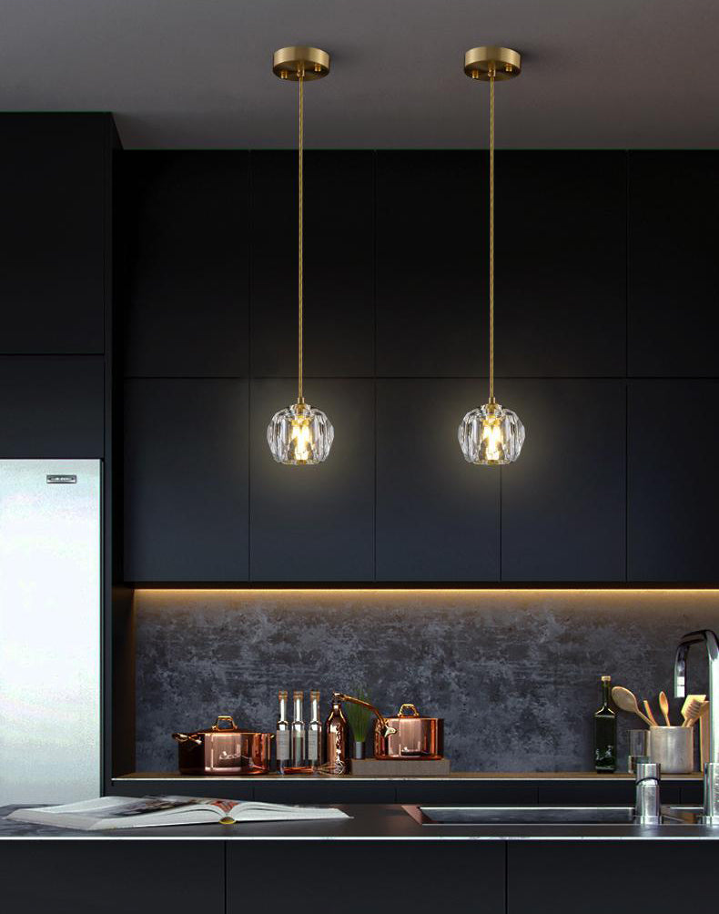 Kopergoudhangende lamp in moderne artistieke stijl kristallen geometrische hanglamp voor eetkamer